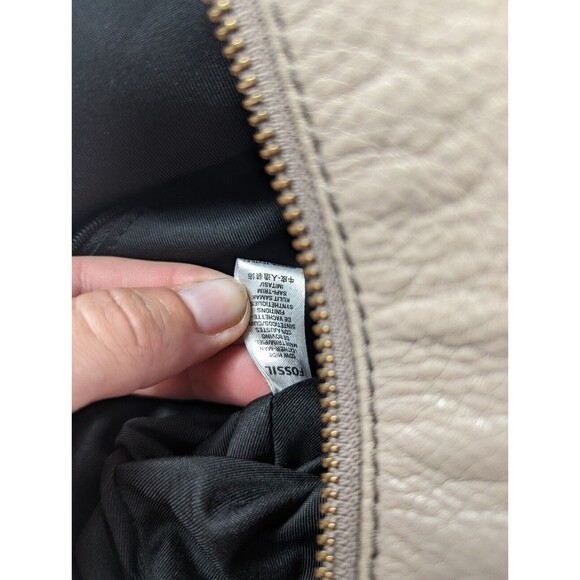 FOSSIL Charlotte Hobo Black Taupe Colorblock Leather Shoulder Bag - Picture 11 of 12